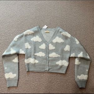 Pastel blue and white clouds LA hearts by Pacsun cardigan